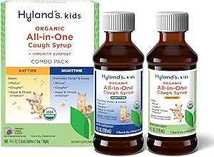 Hyland's Kids Organic All-in-One Grape Cough Syrup Day & Night, Two 4 Ounce Bottles