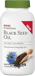 GNC SuperFoods Black Seed Oil, Natural Source of Omega Fatty Acids, 90 Softgel Capsules