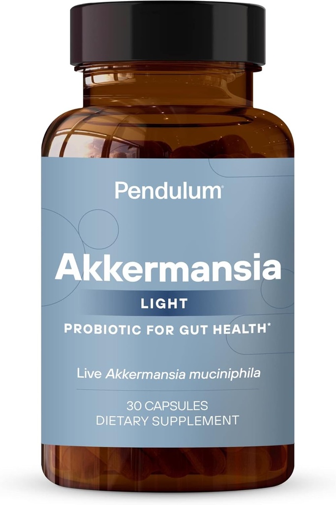 Pendulum Akkermansia Light ← La única marca con Patented Live Akkermansia Muciniphila TEN A Probiotic Supplement for Women &amp; Men TEN soporta GLP-1, mejora la salud de Gut, fibra prebiótica (30 cápsulas)