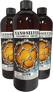 Botellas de plata de Nano Siver- Colloidal   Colloidal Silver  durable Suplemento mineral 17 oz Cuatro Botellas