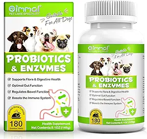 Probiotics for Dogs, 180 Chews Dog Probiotics and Digestive Enzymes, Promotes Gut Health, for Bowel Support, Immunity Health