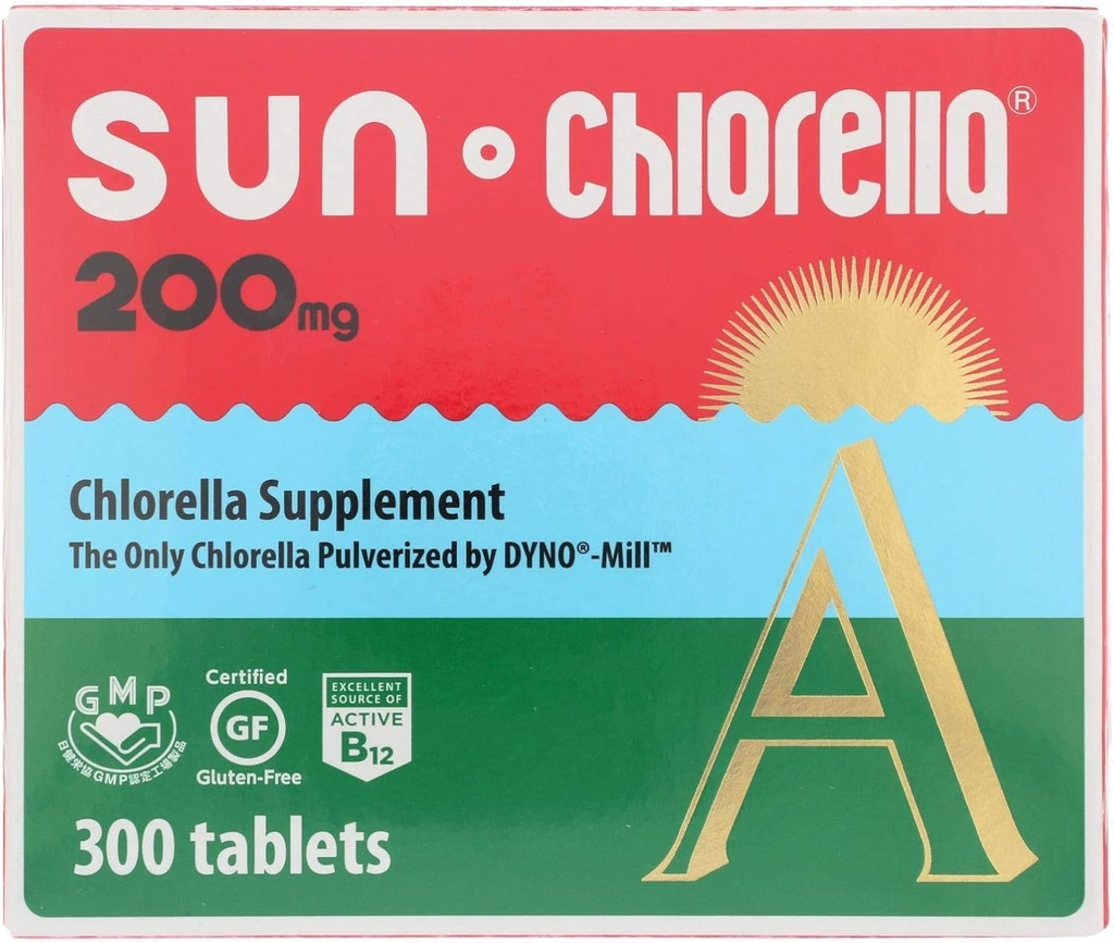SUN CHLORELLA - Suplemento Clorella, Tablas de Vitamina-Enriquecida y Vegan-Friendly (200 Mg - 300 ct)