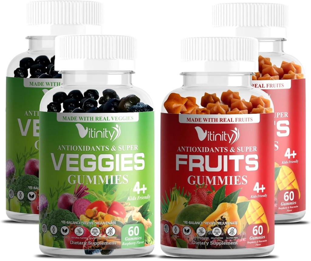VITINIDAD Hecho con auténticas frutas y verduras reales - Superfood Vegetable Vitamin Supplement for Women,Men &amp; Kids - con una mezcla de frutas y verdes para la salud diaria (recurso de 60 días)