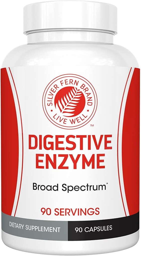 Silver Fern Brand Ultimate Digestive Enzyme Suplemento - 1 Botella = 90 cápsulas - High Potency, Multi Enzyme - Digestive Comfort &amp; Food Tolerance - Hemicullulase, Peptidase, Maltase, More