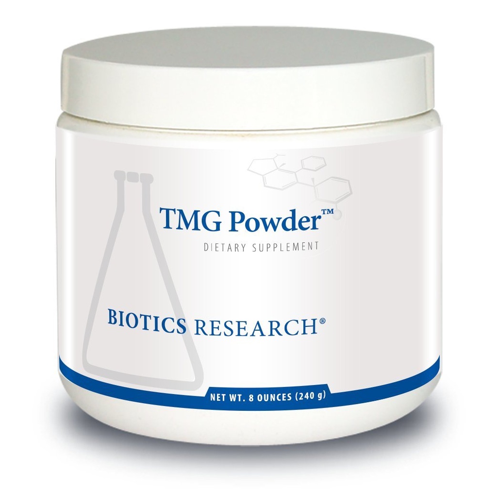 Biotics Research TMG Powder – Trimetilglycine. Betaine. Powdered Fórmula. Donante de metil. Protección vascular. Muscle Gain. Detoxificación. Supports Healthy Homocysteine Levels Contiene: 8 Oz (240g)