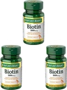 Biotina Bounty, Suplemento de vitaminas, apoya el metabolismo de la energía celular y el cabello saludable, la piel y las uñas, 1000 mcg, 100 Tabletas (Pack of 3)