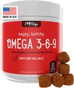 iHeartDogs Omega 3-6-9 para perros - Skin and Coat Fish Oil Supplement for Dogs with Pure Antarctic Krill Oil - Allergy & Itchy Skin Relief Chews, 120 Conde