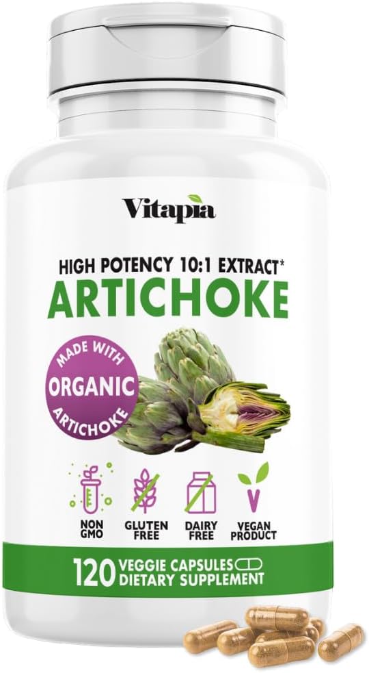 Vitapia Orgánica Artichoke Extract Supplement - Liver Cleanse Detox &amp; Repair, Liver Health, Digestion, Antioxidant Support - 120 Vegan Capsules, Non GMO, Gluten Free