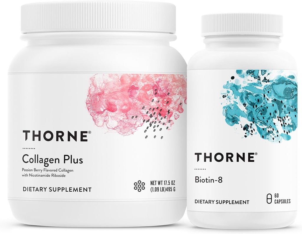 THORNE - Collagen Plus y Biotin 8 Bundle for Radiant Skin, Hair, and Nails - 30 Servings
