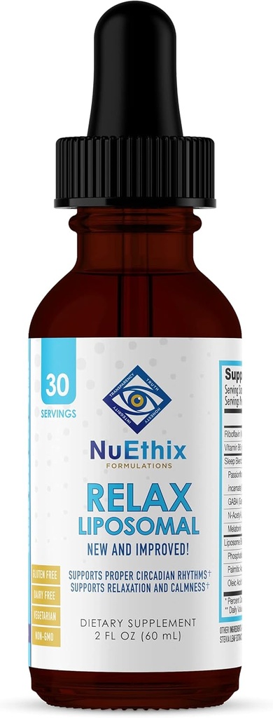 NuEthix Fórmulas Relax Liposomal Suplemento Fórmula para apoyar la relajación & calma, 2 onzas fluidas, 30 servicios
