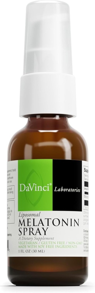 DAVINCI Labs Liposomal Melatonin Spray - Suplemento de apoyo al sueño - Espray de tiempo de cama con Melatonina 3 mg Por Serving - Fórmula de acción rápida - Apoyos Descanso sueño - 30 mL