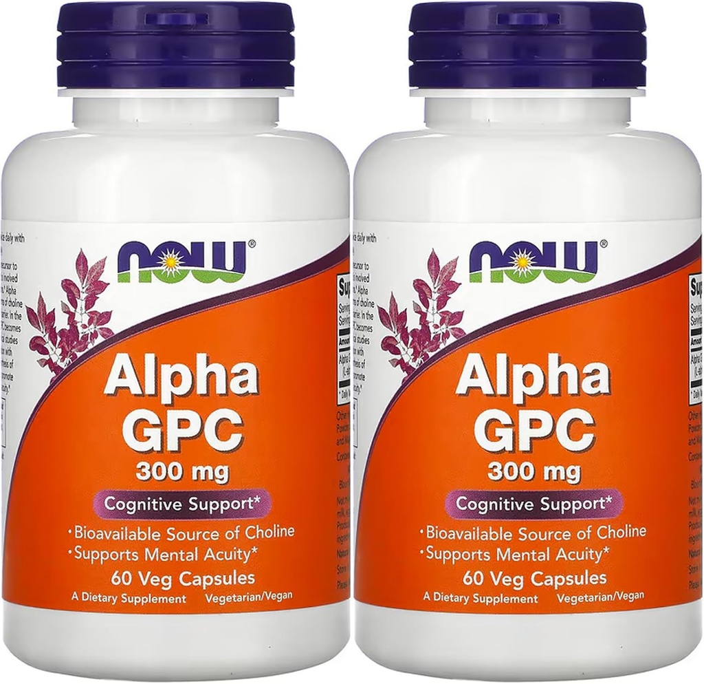 AHORA Alimentos Ahora Alimentos Alpha Gpc 300mg, 60 Veg Caps (Pack de 2)