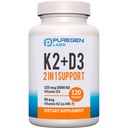 2 en 1 alta potencia Fórmula 90mcg Vitamina K2 (MK7) y 5000 UI Vitamina D3 Suplemento para el Hueso y la Salud del Corazón. Fórmula no GMO, Complejo de vitamina D & K fácil de absorber, 120 cápsulas I 4 meses de suministro