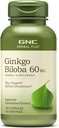 GNC Herbal Plus Ginkgo Biloba 60mg Suplemento, Vegetariano, apoya la Sharpness mental, 100 servicios