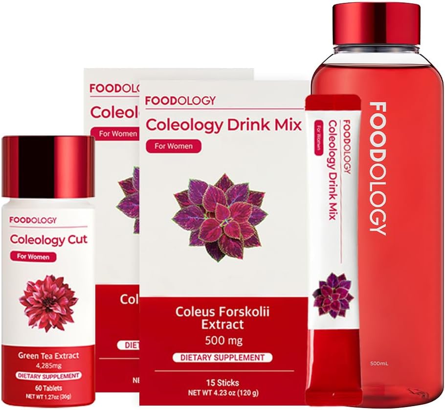 FOODOLOGÍA Redbottle 1-Month Burning Set/Coleology Drink Mix(2ea) " Coleology Cut(1ea) " Water Bottle(1ea)