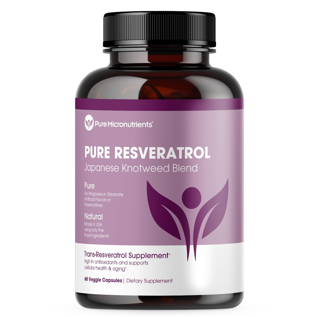 Suplemento de Resveratrol puro - Extra Strength 600mg Trans-Resveratrol Per Serve - para el corazón, cognitivo, inmune Health Support – Purified " Bioavailable - 60 caps Vegan