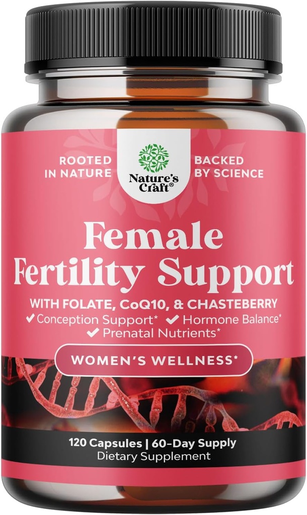 Suplemento de fertilidad para las mujeres con multivitaminas prenatales - Fertilidad femenina Apoyo con el brote prenatal de folato ionitol Chasteberry y coQ10 Fertilidad Blend for Women to Promote Faster Conception