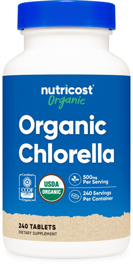 Nutricost Clorella orgánica 500mg, 240 Tabletas - Gluten Free, Non-GMO