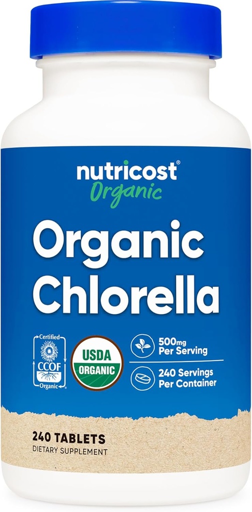 Nutricost Clorella orgánica 500mg, 240 Tabletas - Gluten Free, Non-GMO