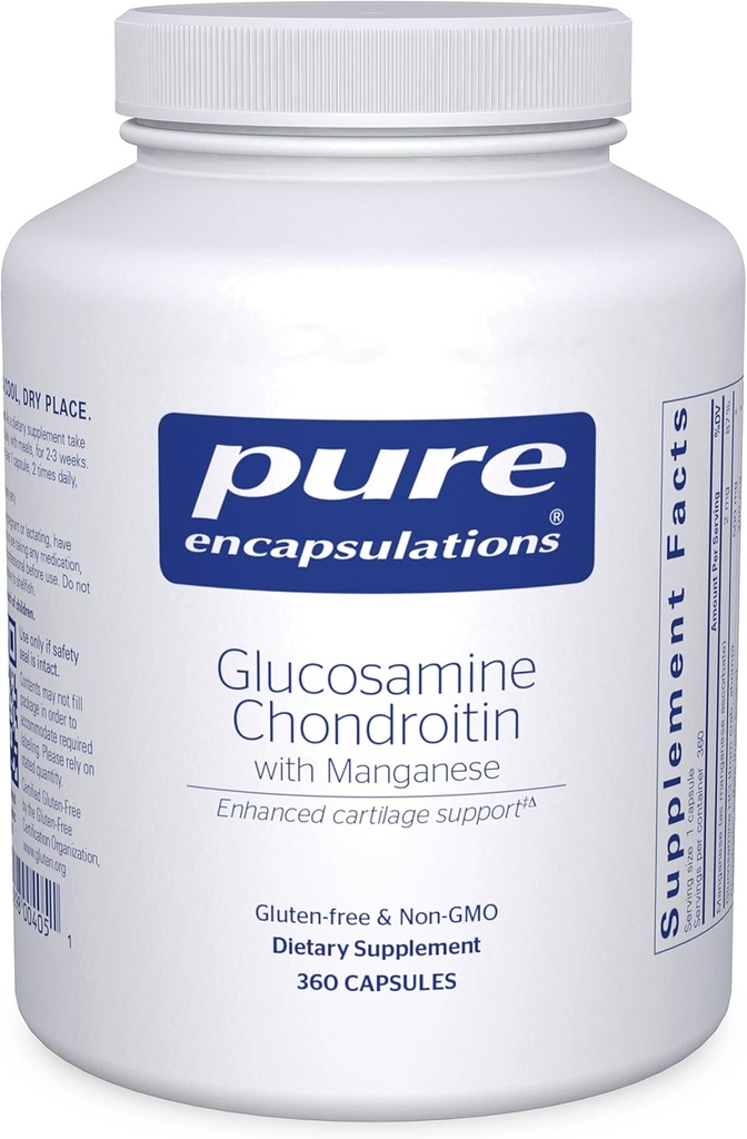 Pure Encapsulations Glucosamine Chondroitin with Manganese  sometida Supplement for Joint Support, Comfort, Mobility, Cartilage Integrity and Health, and Connective Tissue* TEN 360 Capsules