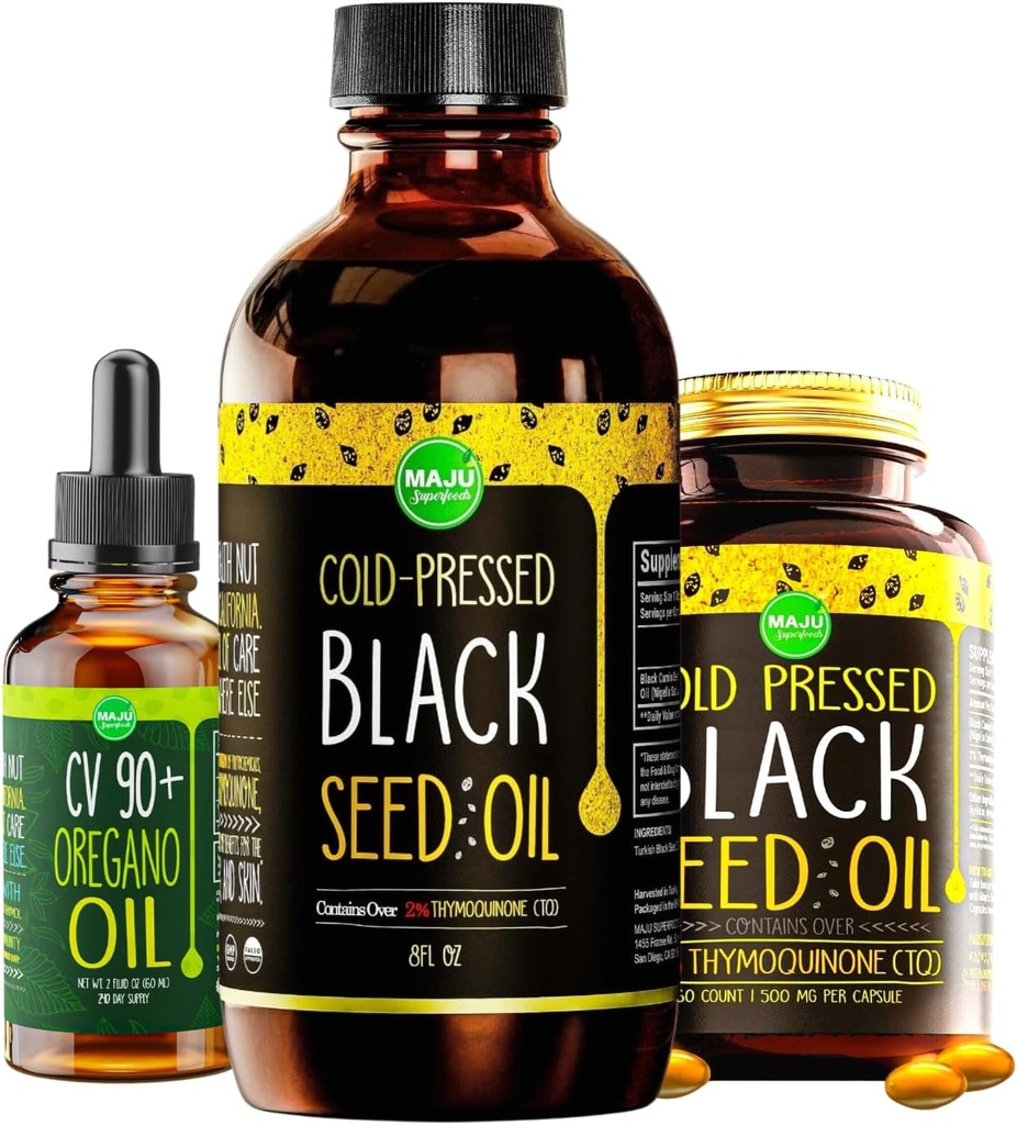 Maju Superfoods Black Seed Oil y Oregano Bundle