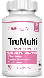 PEScience TruMulti Multivitamínico para Mujeres con Hierro, Fórmula Diaria con Vitamina Premium C, D, Suplemento Zinc para Soporte Inmunitario, Minerales Chelatados, 90 cápsulas fáciles de absorber