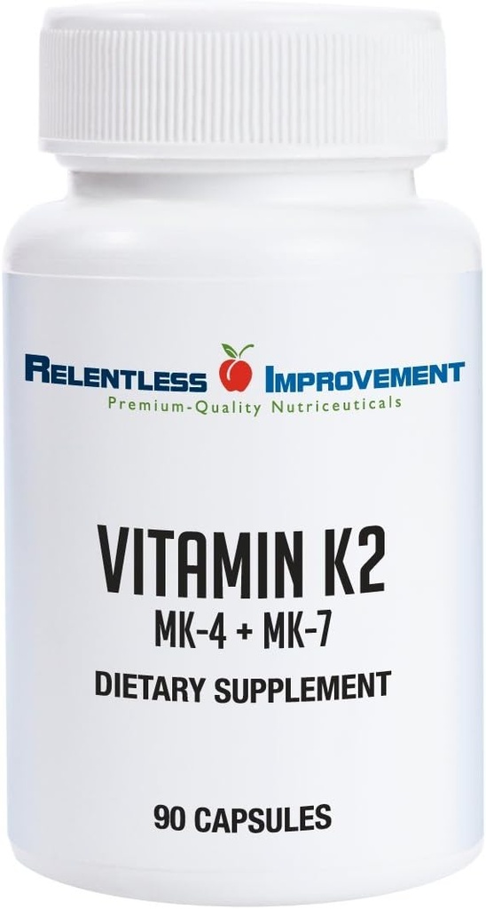 Vitamina Natural K2 MK4 Plus Vitamina K2 MK7 High-Potency 15,000mcg MK-4 + 60mcg MK-7 admite bonificación y salud Arterial Vegi-Capsules Libre de soja