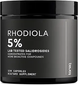 Toniiq Triple-Strength 600mg Rhodiola Rosea - 120 cápsulas - 5% Salidroside Concentrated Extract - Highly Purified and Bioavailable