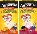 Airborne 1000mg Vitamin C Chewable Tablets Citrus &amp; Very Berry Flavor Bundle - Immune Support Suplemento con Zinc y Powerful Antioxidant Vitaminas A C &amp; E, (2x96ct bottles)*