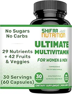 SHIFAA NUTRITION Halal Multivitamins for Women, Men ' Adults, 30 Servings ¦ Iron, Vitamina A, B6, B12, Biotin, Niacin, C, D3, E, Zinc, Calcium, Folic Acid, CoQ10 ← Halal Vitamins