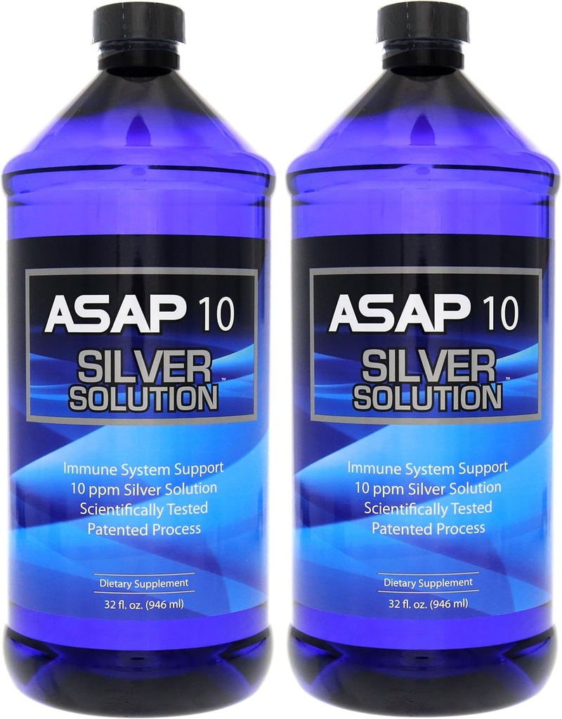 American Biotech Labs ASAP 10 PPM Silver Sol Immune System Support TEN 2 Pack of 32 Oz Totalling 64 Oz