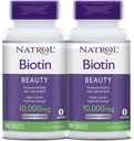 Natrol Biotin Beauty Tablets, promueve el cabello saludable, la piel y las uñas, ayuda a apoyar el metabolismo energético, ayuda a convertir alimentos en energía, fuerza máxima, 10.000 mg, 100 Cuenta (Pack of 2)