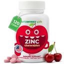 Niños Zinc 15mg Chewable Tablets - Natural Cherry Flavor - Vegan, Vegetariano, GMO-Free, Nut Free Vitaminas - Suplemento dietético para Immune Support - para niños - 120 Chewables