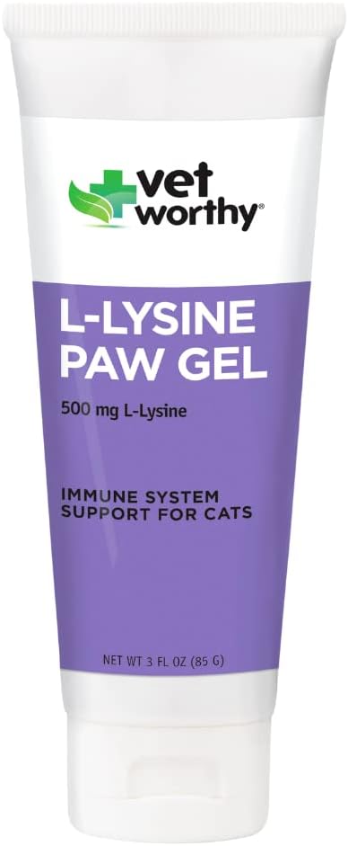 Vet Worthy Lysine Paw Gel Aid for Cat - Cat Paw Gel to Support The Immune System and General Health - Cat Supplement with Amino Acid L-Lysine- Salmon Flavor Gel, 3oz