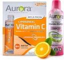 Aurora Nutrascience Mega Liposomal Vitamin C 32 Pack + Vitamin D3/K2 Bottle Bundle - Supplement for Immune Support & Cognitive Health - 32 Servings Each