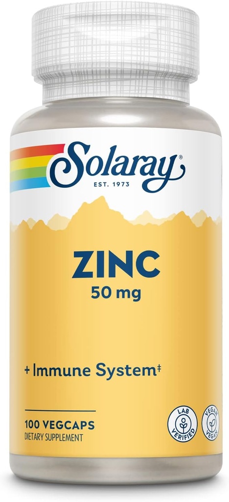 Zinc 50mg Solaray 100 Veg Cap - Pack de 3