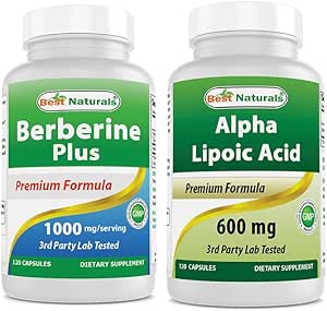 Mejores Naturales Berberina Plus 1000 mg " Ácido Alfa Lipoico 600 mg