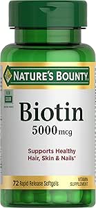 Biotina Bounty de la naturaleza, apoya el metabolismo para la energía celular y el cabello saludable, la piel y las uñas, 5000 mcg, 72 Softgels
