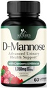 D-Mannose Suplemento 1,350 mg con Cranberry & Hibiscus - Acción rápida efectiva, Flush Las impurezas para la vejiga natural, Urinary Tract Health Support, para Mujeres y Hombres, No GMO, Vegan, 60 cápsulas