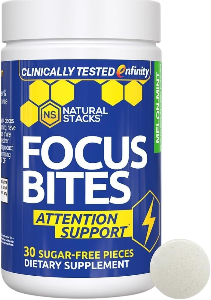 Paraxanthine Supplement 100mg - Caffeine Free Focus Supplement for Productivity & Atención Asistencia - Enfinity Paraxanthine - Jitter Free Energy Support - 30 Melon Mint Focus Bites