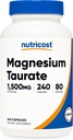 Nutricost Magnesium Taurate 1.500mg; 240 cápsulas - Gluten Free, Non-GMO, Vegan, 80 Actuaciones
