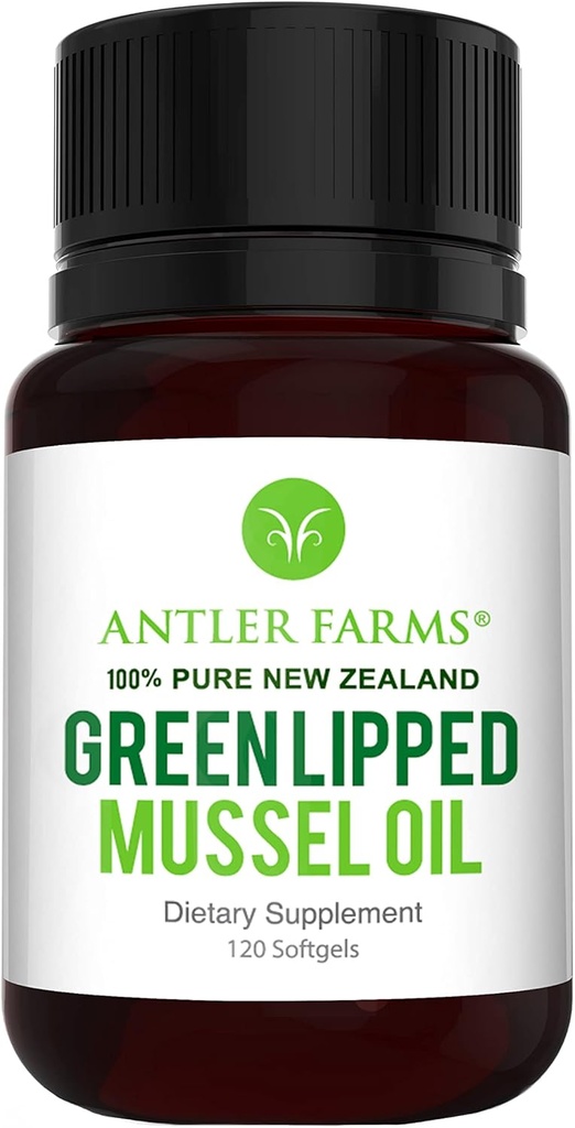 Antler Farms - 100% Puro New Zealand Green Lipped Mussel Oil, Equiv. to 12,500mg, 120 Softgels - Powerful 125:1 Extract, 2 Month Supply