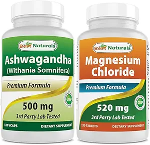Mejores Naturales Ashwagandha Extracto 500 Mg &amp; Magnesium Chloride 520 mg