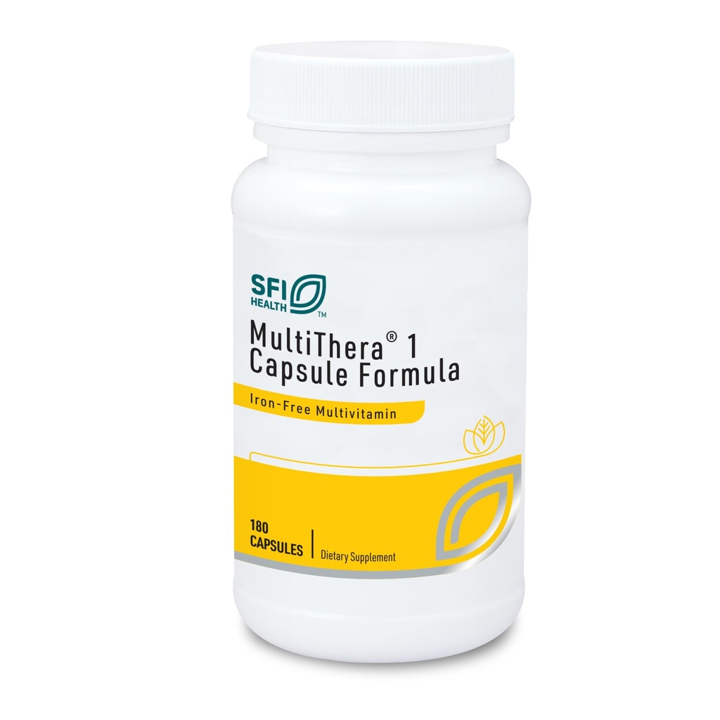 Klaire Labs SFI Health MultiThera 1 Iron-Free Multivitamin & Multimineral Capsule Formula with Essential Micronutrients - High Potency with Bioactive Folate " B12 - No Iron (180 cápsulas)