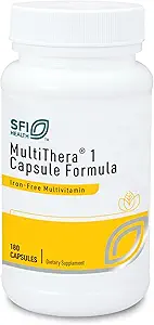 Klaire Labs SFI Health MultiThera 1 Iron-Free Multivitamin & Multimineral Capsule Formula with Essential Micronutrients - High Potency with Bioactive Folate " B12 - No Iron (180 cápsulas)