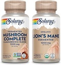 SOLARAY Mushroom Complete and Lions Mane Mushrooms Bundle - 8 Mushroom Supplement Plus Organic Lion's Mane - Fermented for Enhanced Absorption and Whole Body Wellness, 60-Day Guarantee, 60 VegCaps Ea.