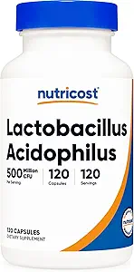 Nutricost Lactobacillus Acidophilus 500 Million CFU Por Serving (120 Capsules)