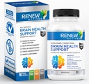 Renew Actives Brain Health Support – Bacopa 300MG, Ginkgo 100MG, Lion’s Mane 200MG por 2 cápsulas – Apoya la salud cognitiva, la memoria mejorada, promueve Focus &amp; Mood – Made in Canada - 90 cápsulas