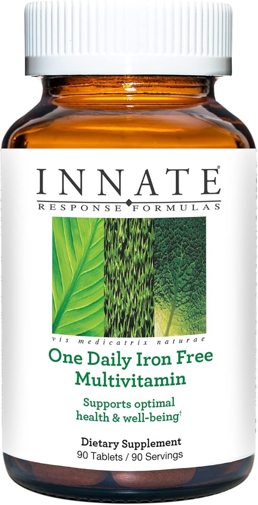 INNATE Response Formulas One Daily without Iron - Iron-Free Daily Multivitamin - with B Vitamins - Vegetarian, Non-GMO, and Kosher - Made Without 9 Food Allergens - 60 Count (60 Servings)