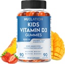 Niños Vitamina D Gummies (90 Day Supply) Vitamina D3 para niños (1000IU) para apoyar el sistema de estrucudo, funciones musculares &amp; sistema inmunitario. Delicioso " Vegetarian Gummy Vitamina D